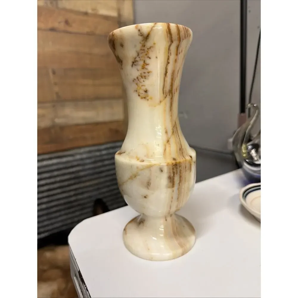 Vintage Onyx Stone Vase 8 1/4in Tall